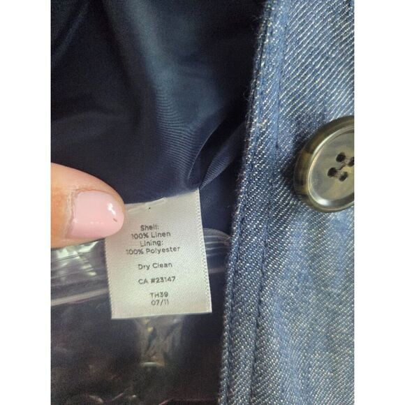 NWOT Talbots Women Blue Grey 100% Linen 1 Button Single Breasted Blazer size 20W - Picture 9 of 9